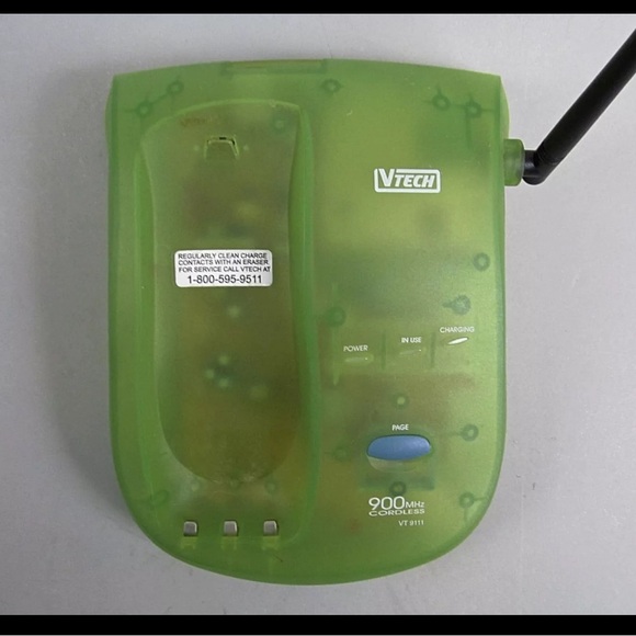 90s Vtech Cordless Phone Fone Lime Green See Through Model VT 9111 BASE ONLY - Picture 2 of 4